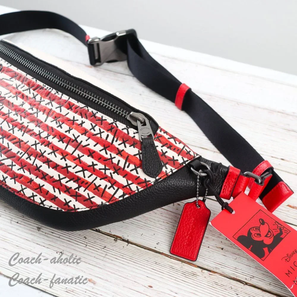 NWT Coach C6870 Disney Mickey Mouse X Keith Haring Stripe Warren Belt Bag - Picture 5 of 10